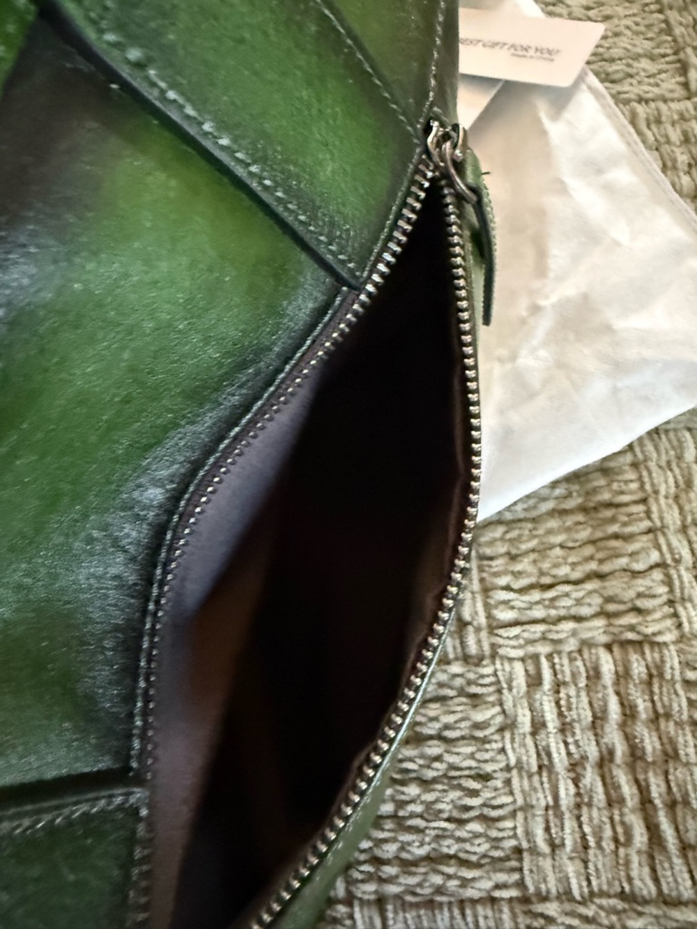 Green Leather Top-Handle Satchel - Picture 4 of 9